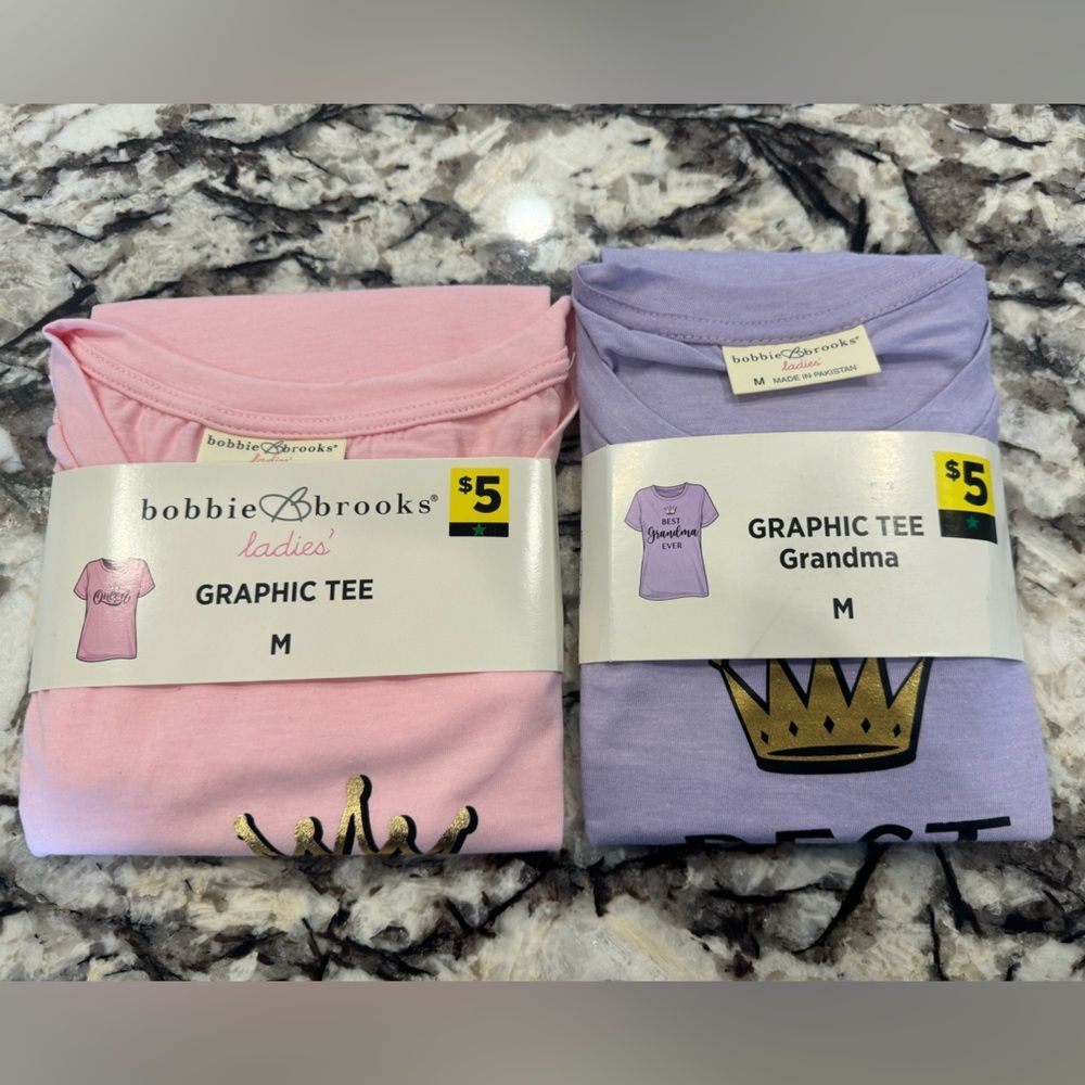 Set of 2 - Bobbie Brooks Tees  "Best Grandma Ever” & “Queen” - Medium